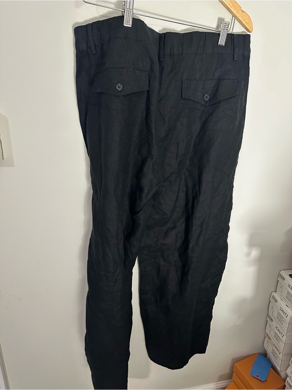 NWT Banana Republic The Everyday Wide Leg Linen pants black large - Picture 5 of 6